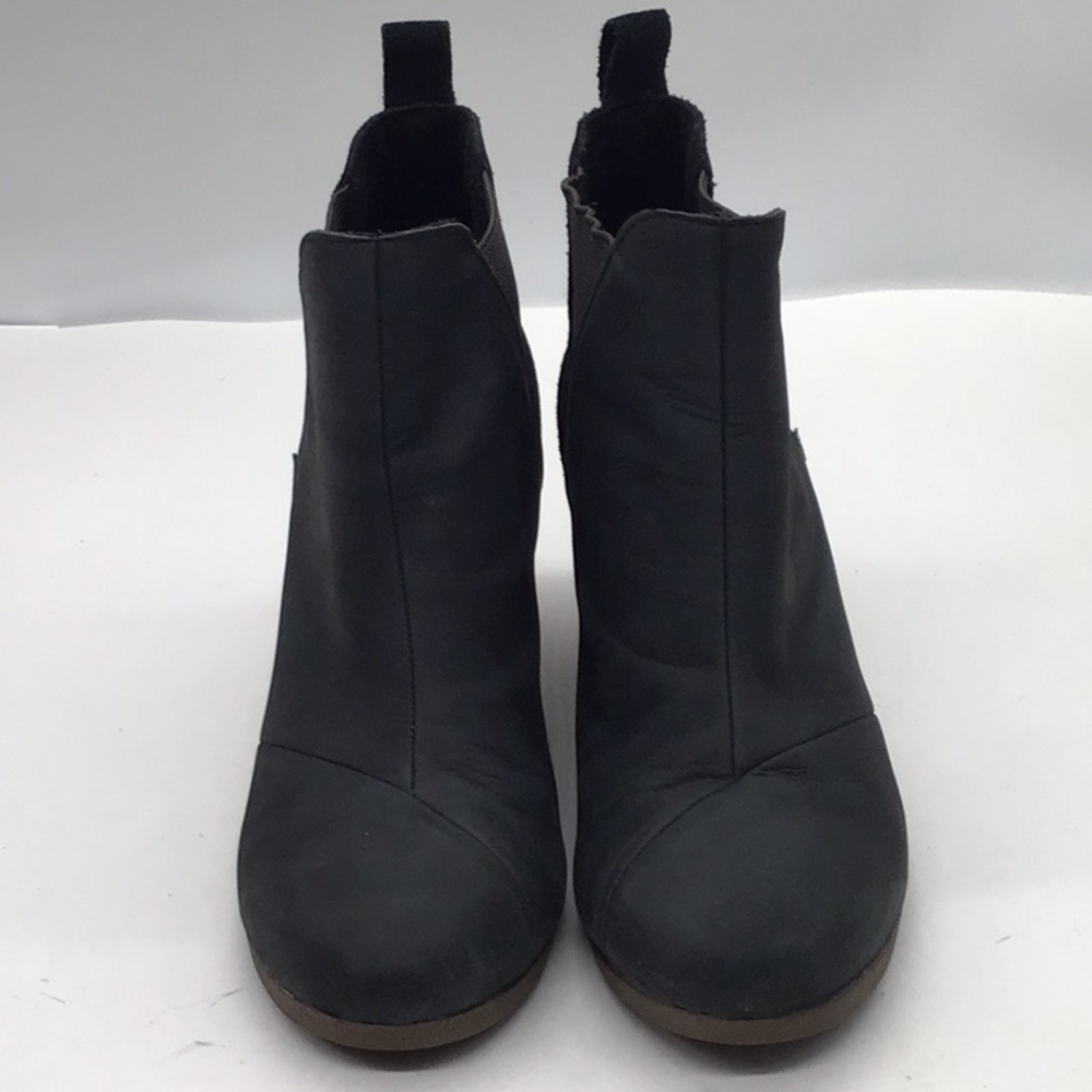 Toms Black Suede/Leather Wedge Heel Ankle Boot - Picture 10 of 15